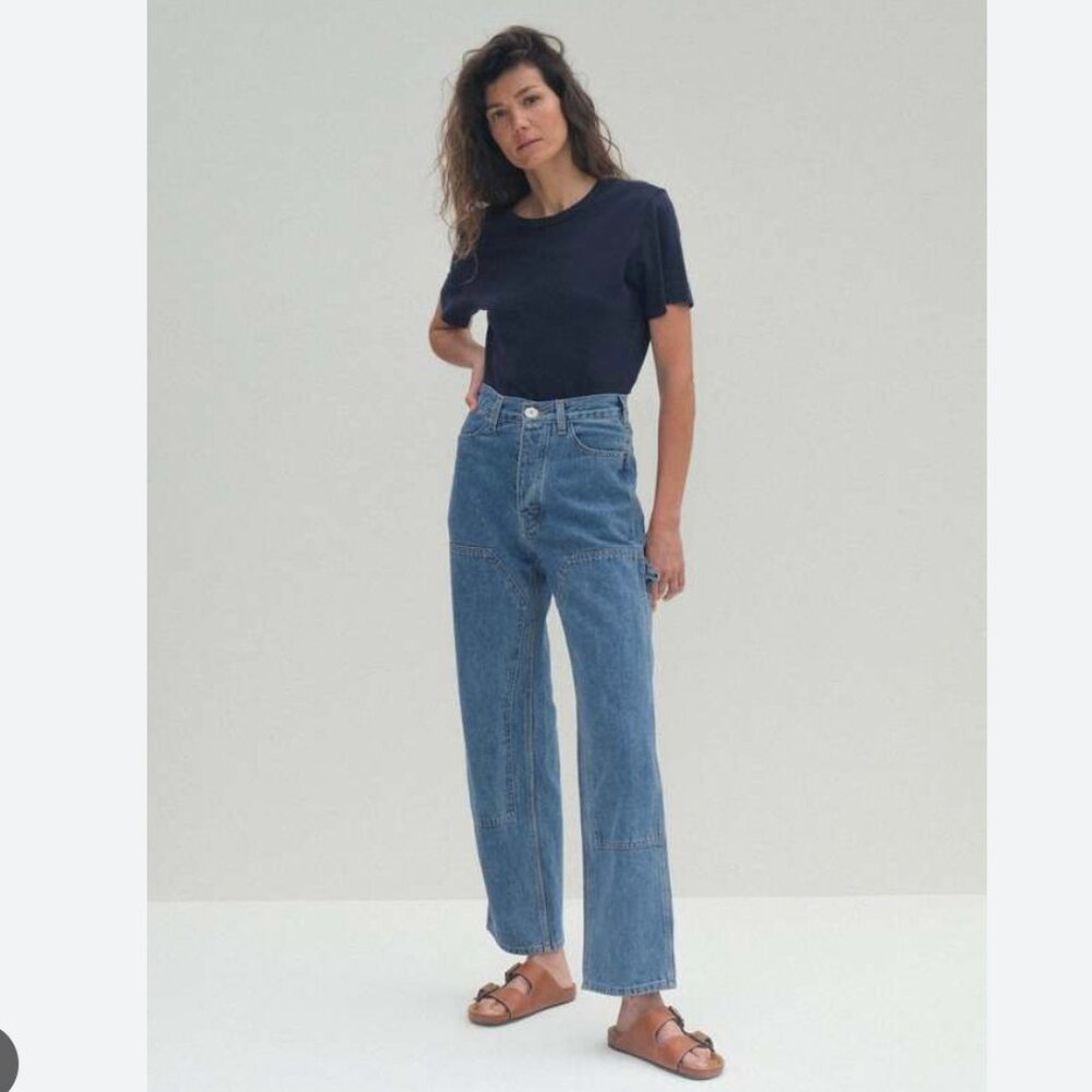 Jesse Kamm High-Rise Wide-Leg Jeans in Medium Blue
